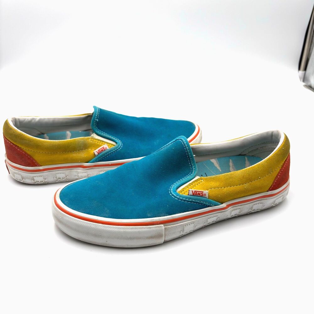 Vans x The Simpsons Slip-On Pro Bart Blue Yellow Suede Men Size 10 VN0A347V13M